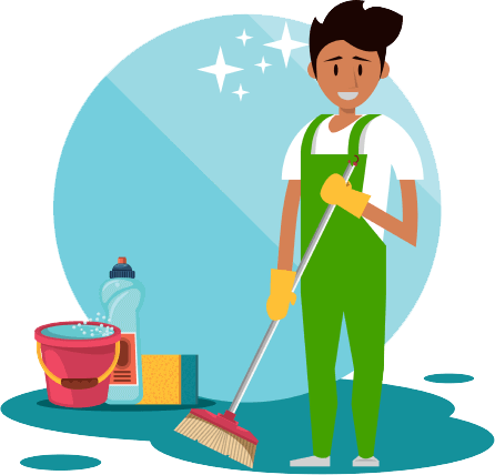 illustration d'un homme en plein nettoyage